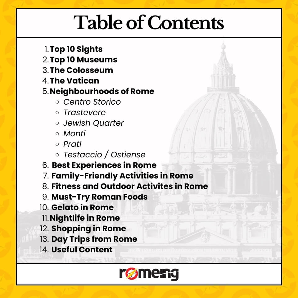rome essential guide - table of contents